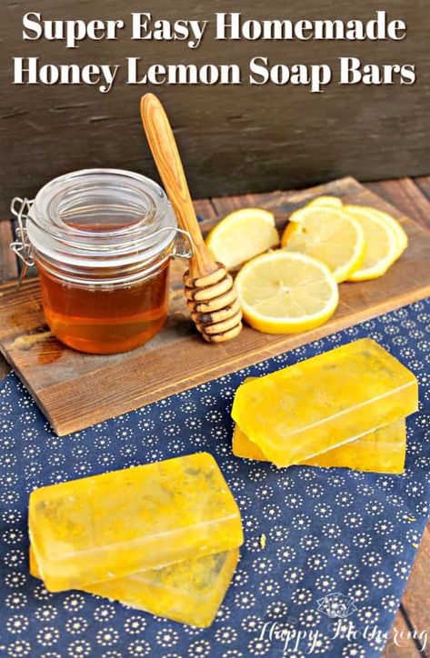 Making homemade soap bars with melt and pour soap base is super easy. And this natural honey lemon scent is absolutely delicious! Lemon Soap Bars, Melt And Pour Soap Base, Easy Diy Beauty Products, Homemade Soap Bars, Diy Soap Bars, Savon Diy, Easy Soap Recipes, Diy Soap Recipe, Soap Melt And Pour