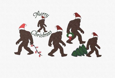 5 Bigfoot Christmas embroidery designs, Bigfoot Embroidery, Christmas decor, diy gifts, for towels, for ugly sweaters, Sasquatch designs https://etsy.me/3ob6HAC Bigfoot Sewing Pattern, Felt Bigfoot, Bigfoot Christmas Ornaments, Bigfoot Embroidery, Sasquatch Embroidery Design, Bigfoot Silhouette Pattern, Christmas Pjs, Christmas Embroidery Designs, Star Stitch