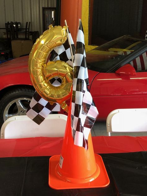 Cone Centerpiece Cars, Race Car Themed Centerpieces, Car Birthday Centerpieces, Cars Party Centerpieces, Race Car Birthday Centerpieces, Cars Birthday Centerpieces, Two Fast Birthday Centerpieces, Race Car Party Centerpiece, Cars Theme Centerpiece Ideas