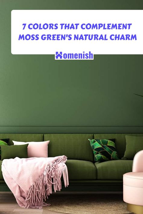 Moss green serves as a versatile backdrop, evoking a sense of tranquility and nature. Discover seven great colors that go with moss green, each one adding a unique layer to this botanical shade, perfect for any design aesthetic. Moss Green Furniture, Colors That Go With Moss Green, Moss Green Room, Green Living Room Color Scheme, Blush Pink Accessories, Rgb Color Codes, Mustard Walls, Glamorous Decor, Green Furniture