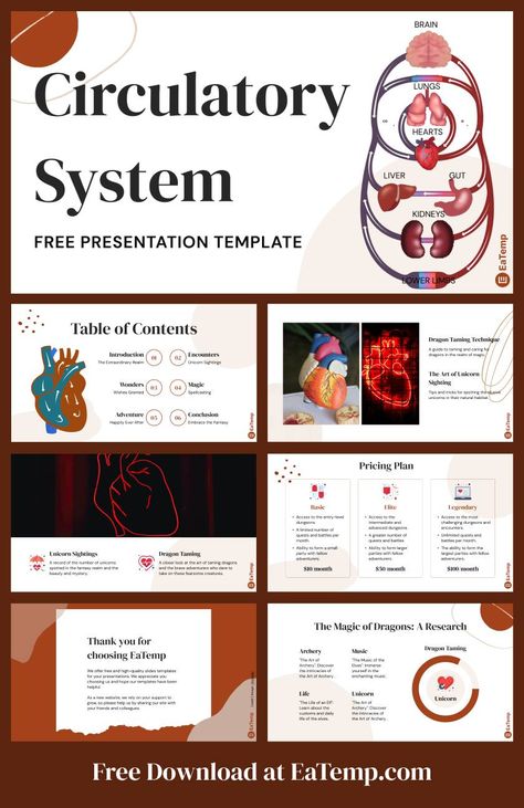 Circulatory System 13 Presentation Slides Design, Professional Powerpoint Presentation, Slides Design, Canvas Learning, Background Powerpoint, Google Slides Theme, Circulatory System, School Related, Creative Powerpoint