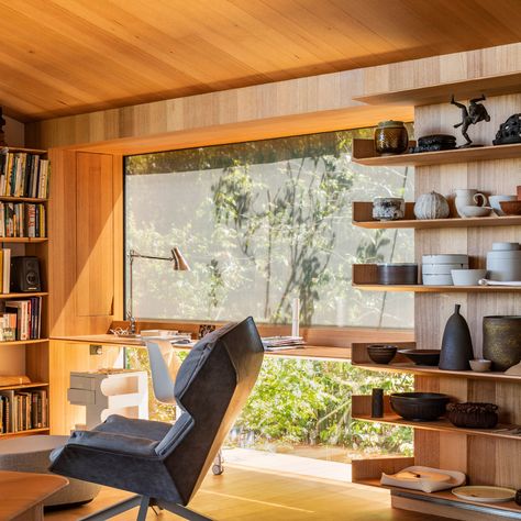 Dezeen's top 10 home interiors of 2020 Tokyo Apartment, Homes In France, Green Flooring, Melbourne House, Office Interior Design, Home Library, Home Office Design, Study Room, Interior Inspo