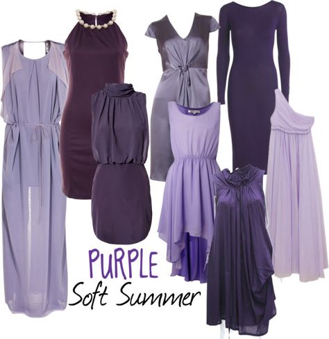 "Soft Summer Purple" by colorazione on Polyvore Soft Summer Fashion, Color Analysis Summer, Summer Skin Tone, Summer Color Palettes, Soft Summer Palette, Soft Summer Color Palette, Soft Summer Colors, Purple Soft, Lady Like