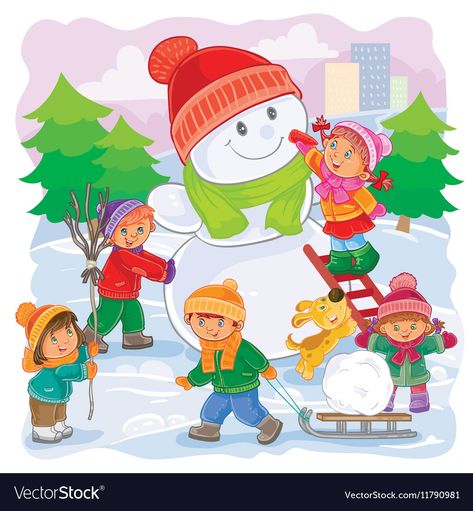 Cold Pictures, Science Experiments For Preschoolers, Classroom Anchor Charts, Make A Snowman, Winter Illustration, Classic Cartoon Characters, Letters For Kids, Graphics Fairy, Children Playing