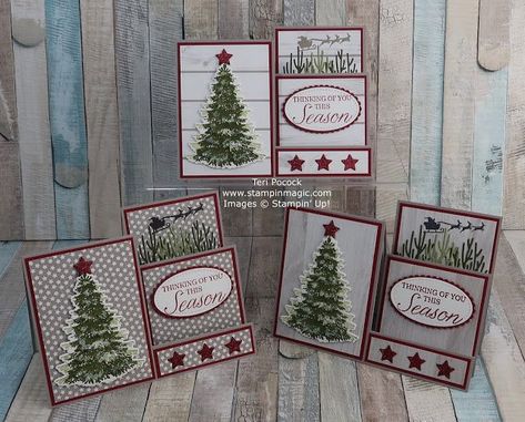 Side Step Card, Step Card, Winter Woods, Card Folds, Step Cards, Flip Cards, Winter Wood, Interactive Cards, Wood Stamp