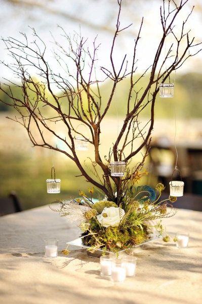 Branch Centerpieces, Deco Champetre, Tafel Decor, Rustic Wedding Centerpieces, Wedding Table Decorations, Wedding Planning Checklist, Salou, Georgia Wedding, Decoration Table