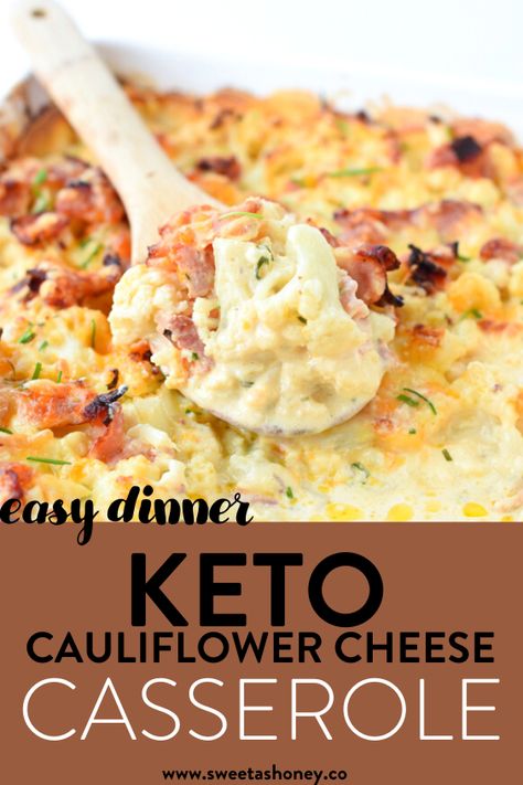 Keto Cauliflower Casserole, Cauliflower Au Gratin, Keto Valentines, Keto Easter, Tasty Cauliflower, Keto Side Dish, Cauliflower Casserole Recipes, Loaded Cauliflower Casserole, Keto Thanksgiving