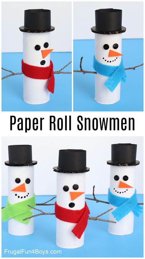 Orange Craft, Snowman Craft, Holiday Crafts Diy, Toilet Paper Roll Crafts, Paper Roll Crafts, Winter Crafts For Kids, Crafts For Boys, Snowman Crafts, Toilet Paper Roll