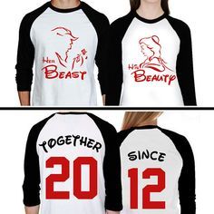 Beauty And Beast Wedding, Disney Couple Shirts, Simba And Nala, Dress Rehearsal, Disney Couples, Disney Shirt, Baseball Shirt, Raglan Shirts, Disney Wedding