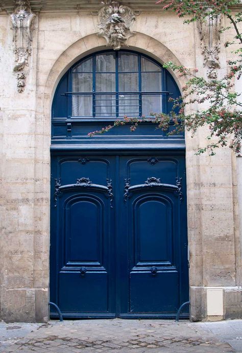 Royal Blue Door, Paris Blue, Blue Front Door, Paris Architecture, Blue Building, Blue Shutters, Commercial And Office Architecture, Paris Home, Gorgeous Doors