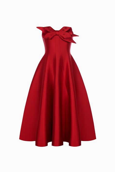 Red Flare, Mean Blvd, Red Midi, Dress Looks, Velvet Midi Dress, Bandage Dress Bodycon, Taffeta Dress, Costume Intero, Big Bow