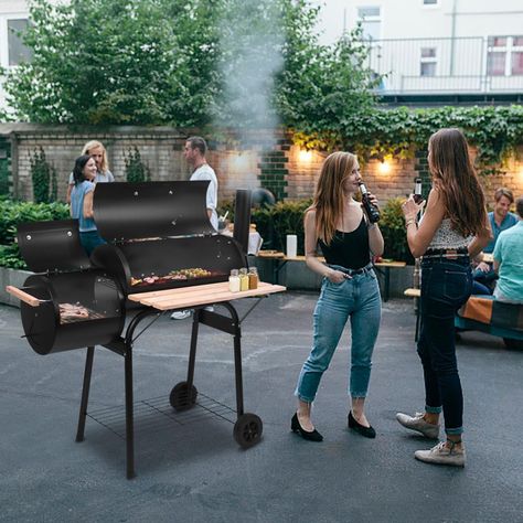 This BBQ grill is mainly made of black coated steel which is anti-rust and gives you years of dependable use. After rigorous testing, it meets food safety rules and is healthy and safe for BBQ use.
Less Smoke Grill with Nonstick Mats: Attached steel firebox can effectively reduce smoking and heat. The side vent is designed for putting more coals and making air flow smoothly. Except for that, our multifunctional grill mats are non-stick which is easy for you to clean. Portable Bbq Grill, Barbecue Portable, Grill Outdoor, Charcoal Bbq Grill, Portable Charcoal Grill, Outdoor Bbq Grill, Smoker Cooking, Offset Smoker, Portable Barbecue