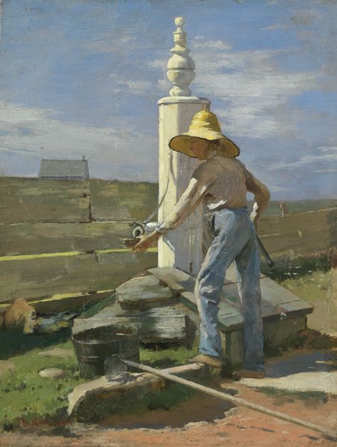 Theodore Robinson - NANTUCKET PUMP, 1882, oil on... Theodore Robinson, Calling Card, Art Masters, Nantucket, Landscape Painting, Art Exhibition, American Art, Impressionism, Landscape Paintings