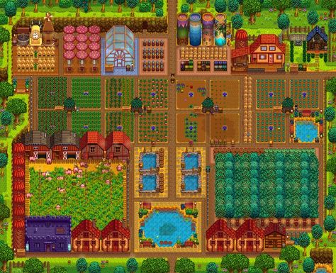 Stardew Farms, Pac E Mike, Stardew Valley Layout, Stardew Valley Tips, Stardew Valley Farms, Valley Game, Star Valley, Stardew Valley Fanart, Minecraft Farm