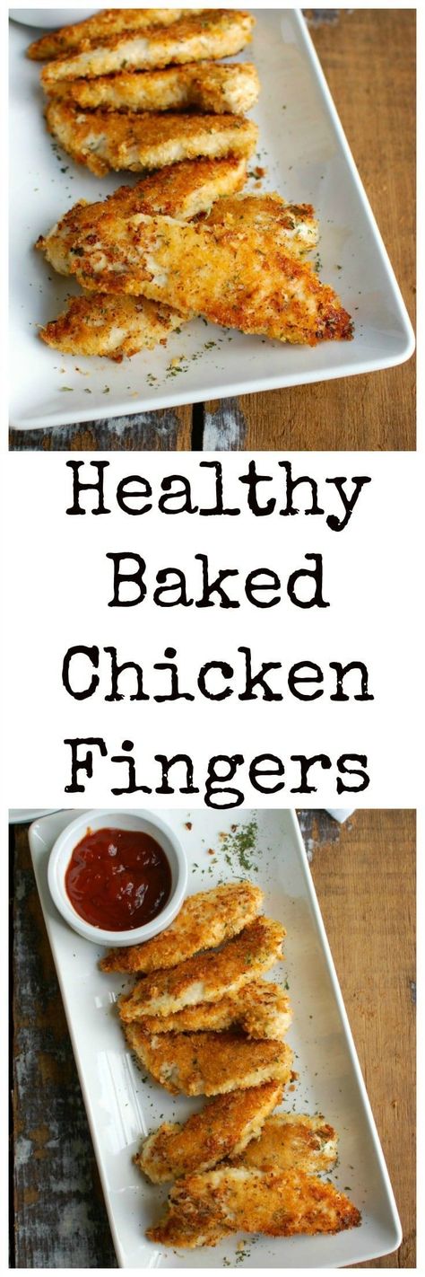 Healthy Baked Chicken Fingers are oven baked to create a healthier tender. The panko crust is crunchy and has good flavor from the spices. These are a kid and adult favorite! // A Cedar Spoon Baked Chicken Fingers, Healthy Chicken Fingers, Chicken Fingers Baked, Chicken Finger Recipes, Healthy Baked Chicken, Baked Chicken Tenders, Healthy Baked, Easy Baked Chicken, Chicken Fingers