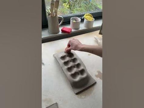 How I make an Egg tray 🥚 #shorts #ceramics #ceramicartist Egg Container Diy, Ceramic Egg Crate, Egg Clay Tray, How To Make A Ceramic Egg Holder, Ceramic Egg Tray Pottery, How To Make Ceramic Egg Tray, Egg Ceramic Holder, Egg Carton Ceramic, Diy Clay Egg Tray