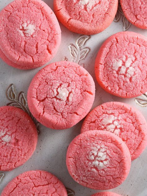 Pink Cookies From My South Texas Kitchen Cookbook — Y Delicacies Pink Mexican Cookies, Mexican Pink Cookies Recipe, Pink Sugar Cookies, Tailgate Treats, Mexican Cookies, Texas Kitchen, Pink Cookies, Strawberry Dessert Recipes, Barbie Food