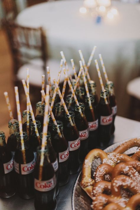 Cream Puff Cakes, Rustic Wedding Foods, Late Night Snacks, Soft Pretzels, Wedding Drink, Vintage Bottles, Diet Coke, Non Alcoholic Drinks, Summer Picnic