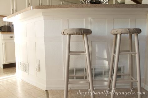 Simply Beautiful by Angela: My One Year Blogiversary! DIY Board and Batten on Breakfast Bar Board And Batten Kitchen Island, Batten Kitchen Island, Board And Batten Kitchen, Diy Board And Batten, Bar Detail, Selling Your House, Board And Batten, Friday Morning, Thursday Night