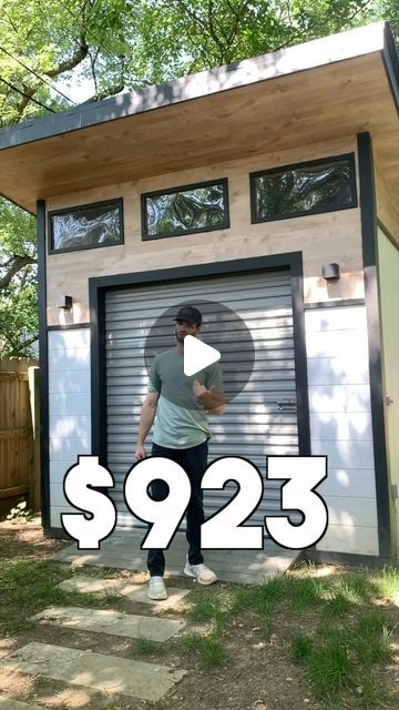 Andrew Thron Improvements on Instagram: "Modern Shed Cost Breakdown 💰  Here is exactly how much it cost to build this 10’x10’ modern shed.   The roll up door on the shed really “broke the bank”, but I think it looks really cool!   Comment “Ebook” and I will send you my FREE framing guide so that you can build a similar shed!  #diy #shed #costbreakdown #modernshed #howto #homeimprovement #backyard #gardenshed" Diy Modern Shed, 8x12 Shed Interior, How To Build A Storage Shed, Diy Office Shed, Build A Shed Diy, Diy She Shed On A Budget, Unique Sheds, Outdoor Shed Ideas, Shed Siding