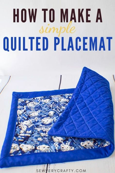 This quilted placemat is is a super simple sewing project for the first time quilter. It is a basic quilting project with a mitered corner border that is easy to make. just follow the sewing tutorial to learn to sew this simple project. How To Make Placemats, Easy Placemats, Quilted Placemat Patterns, Quilted Placemat, Corner Border, Diy Placemats, Basic Quilt, Place Mats Quilted, Simple Sewing