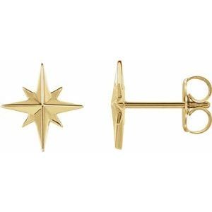 Quality 14K Gold Star Earrings Gold Star Earrings, Gold Starburst, Starburst Earrings, Star Stud Earrings, Bow Jewelry, Star Earrings Stud, Star Studs, Gold Star, Fine Jewelry Gift