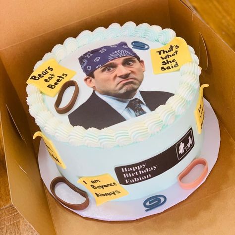 CakesbyAlejandra on Instagram: “#theofficecake #prisonmike #michaelscott #theoffice 📎🗂🗄🖊🗳” The Office Cake Ideas, The Office Themed Cake, The Office Birthday Cake, The Office Party Ideas, Office Birthday Cake, The Office Cake, Hello 19, 36 Birthday, Cake Meme