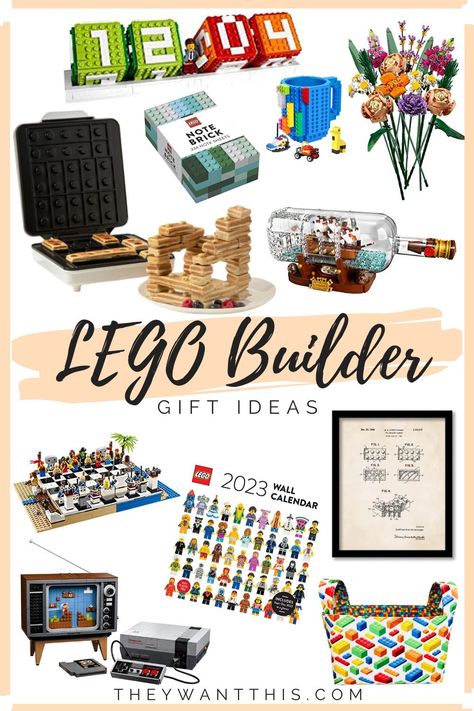 LEGO Gift Ideas Lego Gifts For Boys, Gifts For Lego Lovers Adults, Lego Gift Basket, Lego Gift Ideas For Boyfriend, Lego Gifts For Boyfriend, Lego Diy Gifts, Diy Lego Gifts, Lego Gift Ideas, Lego Christmas Gifts