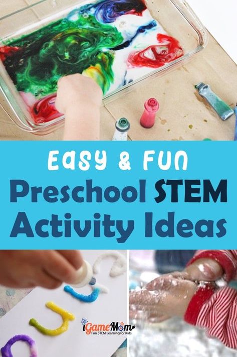 Fun STEM activities for preschool and toddler age kids. Hands on fun to spark the interest in Science Technology Engineer Math at early childhood stage. #STEMforKids #iGameMomSTEM #STEMactivities #STEMeducation #STEMforKids Easy Stem Projects, Stem Activities For Preschool, Easy Stem Activities, Stem Preschool, Summer Stem Activities, Simple Stem Activities, Stem Activities For Kids, Stem Activities Preschool, Elementary Stem Activities