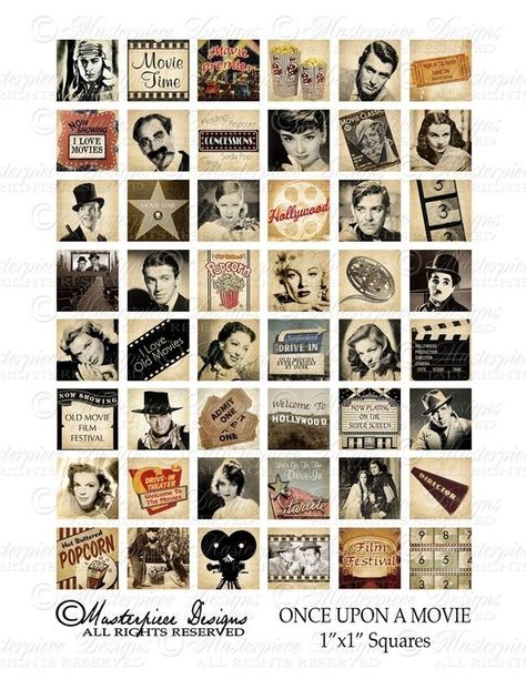 Old Hollywood Stickers, Scrabble Jewelry, Square Tiles, Miniature Printables, Hollywood Actors, Bottle Cap Images, Decoupage Vintage, Scrabble Tiles, Printable Image