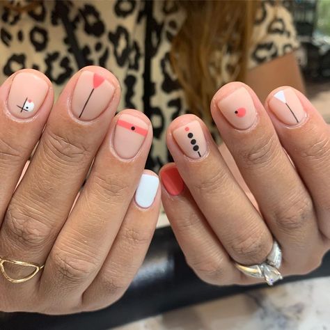 Chantelle Fox | Mmmm, I love me some good geometric! ⚫️• • • Luxio Almondine will go with so many colors combos, I love it! #lehinails #gelnails… | Instagram Minimal Manicure Design, Minimalist Nail Art 2024, Nails With Design Ideas, Geometric Nail Designs, Nails For Holiday, Geometric Nails, Classy Nail Art Ideas, Minimal Nails Art, Mens Nails