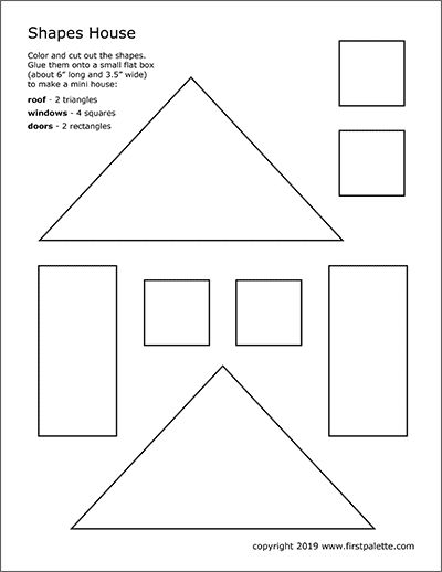 Shapes House Template | Free Printable Templates & Coloring Pages | FirstPalette.com Functional House Plans, Gingerbread House Craft, Letter D Crafts, Preschool Family, Paper House Template, Printable Shapes, K Crafts, Free Preschool Printables, House Template