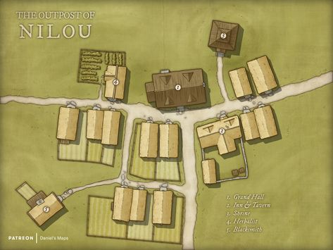 Small Village Map, Fantasy City Map, The Outpost, Village Map, Fantasy Town, Fantasy World Map, Tabletop Rpg Maps, Rpg Maps, Town Map