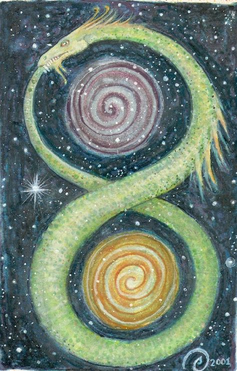 Ouroboros by `salshep on deviantART  Infinity design with spiral Ouroboros Painting, Infinity Art Symbol, Oroborus Art, Ouroboros Wallpaper, Ouroboros Illustration, Ouroboros Infinity, Ouroboros Art, Spiral Wallpaper, Meditation Art Spirituality