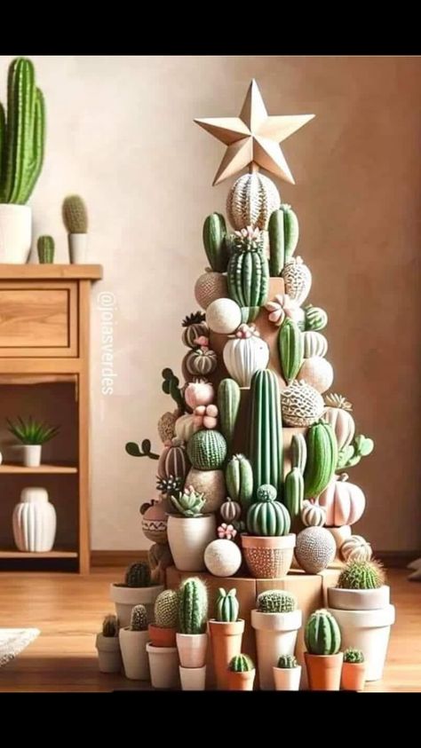 Cactus Christmas Trees, Cactus Christmas, Crochet Christmas Trees, Christmas Tree Inspiration, Cowboy Christmas, Christmas Cactus, Office Christmas, Christmas Tree Themes, Christmas Deco