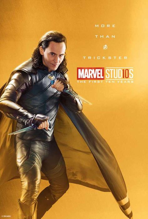 Marvel Studios 10 year anniversary commemorative posters - Imgur God Of Mischief, Loki Tom Hiddleston, Loki Laufeyson, Tom Hiddleston Loki, Marvel Stuff, Marvel And Dc, Avengers Assemble, A Hero, Marvel Movies