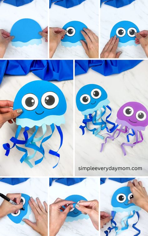 🪼 Jellyfish Paper Craft ✂️ Get the... - Fun Crafts For Kids Jelly Fish Craft, Fish Crafts Kids, Fish Craft, Jellyfish Craft, Paper Bag Puppets, Puppet Crafts, Teaching Toddlers, Hairstyles Kids, Fish Crafts