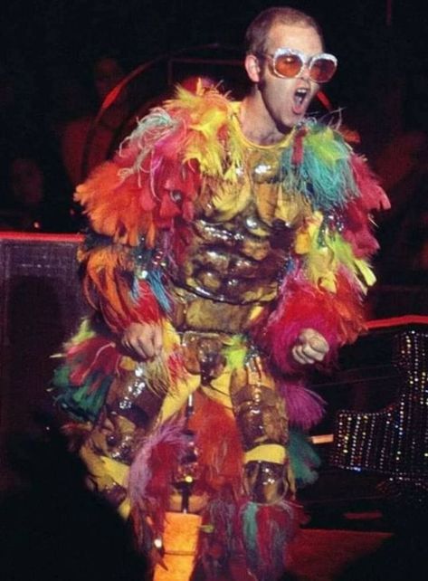 Elton John Outfits, Elton John Costume, Bernie Taupin, Crocodile Rock, Crazy Costumes, Captain Fantastic, Real Cowboys, Rocket Man, 70s Disco