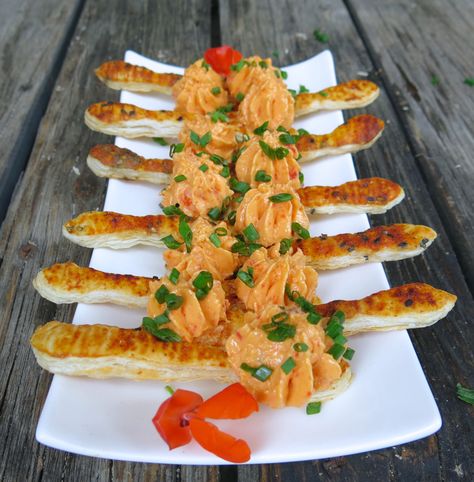 The Perfect Amuse Bouche: Simple Pimento Cheese Spread Edible Spoons, Pimento Cheese Spread, Hungarian Paprika, Company Dinner, Chocolate Spoons, Pimento Cheese, Cheese Spread, Pastry Bag, Company Meals