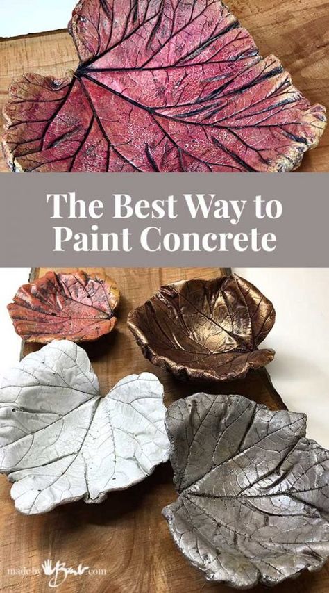 Cement Leaves, Concrete Garden Ornaments, Paint Concrete, Painting Cement, Concrete Leaves, Concrete Casting, Painted Front Porches, Diy Concrete Planters, Beton Design