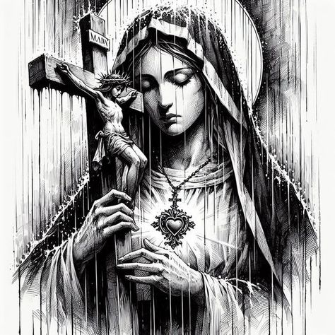 Mother Mary Mother Mary Shoulder Tattoo, Mother Mary Back Tattoo, Mother Mary Tattoo Design, Mary Magdalene Tattoo, Religious Tattoo Sleeves, Mother Mary Tattoos, Maria Tattoo, Graveyard Tattoo, Jesus Tattoo Design