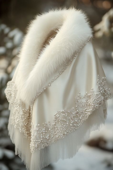 Winter Wedding Shawl Wraps, Winter Wedding Hair Accessories, Diy Fur Shawl, Winter Wedding Veil, Winter Wedding Dress Coverups, Wedding Outerwear, Wedding Shawls And Wraps, Winter Wedding Dress Fur, Wedding Dress Capelet