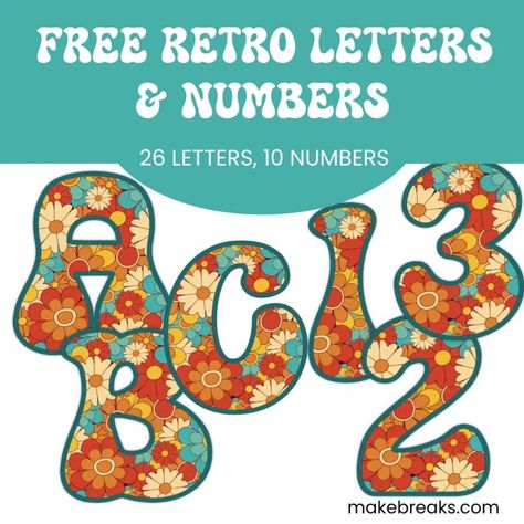 Free Printable Retro Style Letters & Numbers - Make Breaks Large Letters On Wall, Letters And Numbers Printable, Fun Alphabet, Letter Recognition Activities, Hand Lettering Worksheet, Retro Printables, Monogram Art, Style Letters, Alphabet Templates