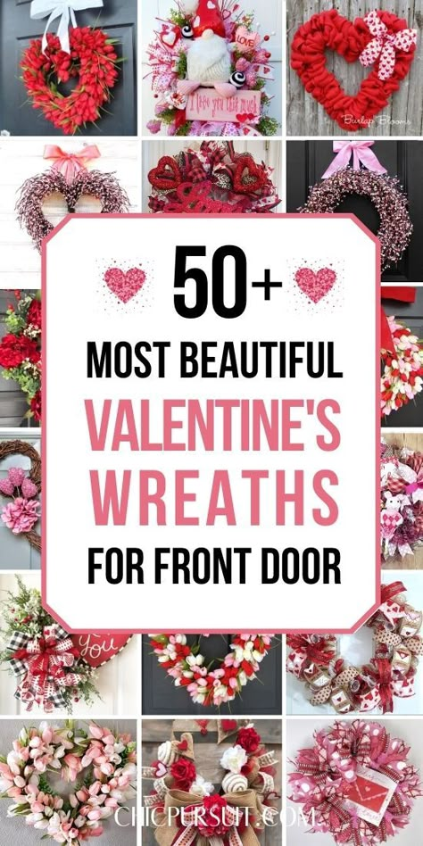 Valentines Wreaths, Saint Valentin Diy, Diy Valentines Day Wreath, Valentine Wreath Diy, Valentines Bricolage, Valentine Door Decorations, Easy Valentines, Diy Valentine's Day Decorations, Heart Shaped Wreaths