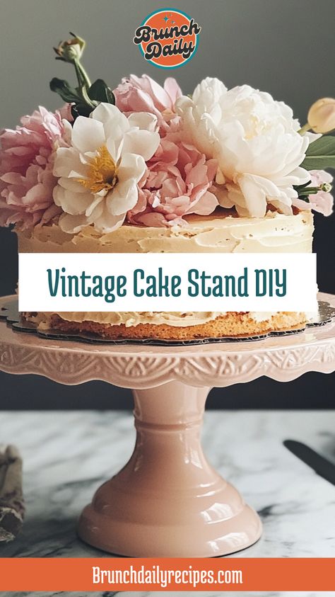 Make your own vintage cake stand for an elegant brunch display. Perfect for brunch or weddings. #DIYDecor #VintageBrunch Brunch Display, Cake Stand Diy, Elegant Brunch, Diy Brunch, Diy Cake Stand, Brunch Inspiration, Brunch Decor, Vintage Cake Stands, Vintage Ideas