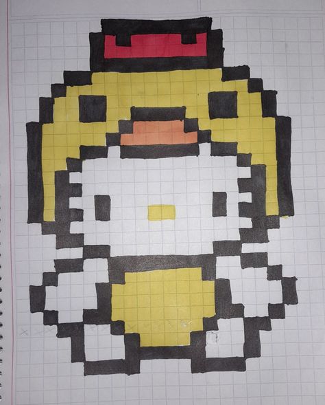 Hello kitty ❤️‍🩹 Hello Kitty Block Art, Hello Kitty Square Drawing, Drawing Of Hello Kitty, Pixel Hello Kitty, Pixel Art Hello Kitty, Spiderman Pixel Art, Square Drawing, Hello Kitty Imagenes, Hello Kitt