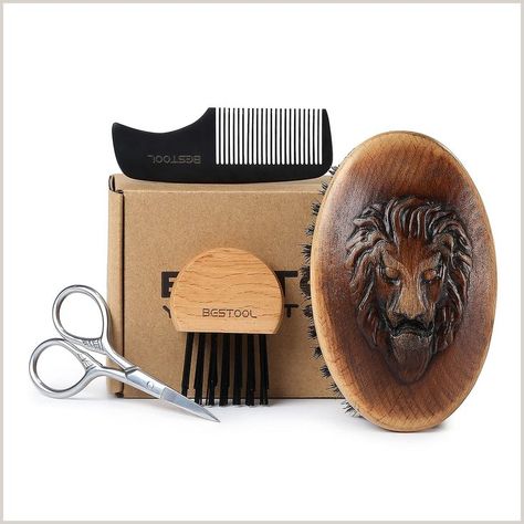 BESTOOL Beard Brush and Comb Set for Men Grooming Beards and Mustaches, Wooden Base Boar Bristle Beard Brush, Great Gifts for Men Brush And Comb Set, Beards And Mustaches, Brush And Comb, Thick Beard, Beard Straightening, Beard Conditioner, Beard Brush, Beard Combs, Beard Growth