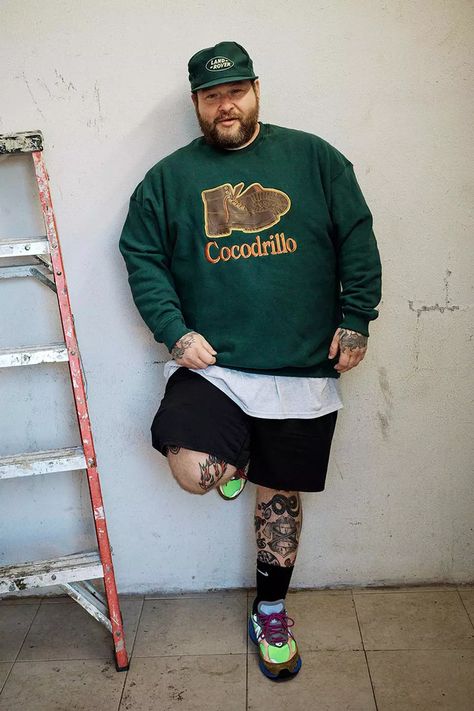 Plus Size Man Fashion, Big Man Style, Chubby Men Fashion, Outfits For Big Men, Mens Plus Size Fashion, Urban Chic Outfits, Action Bronson, Plus Size Mens Fashion, Balance Tattoo