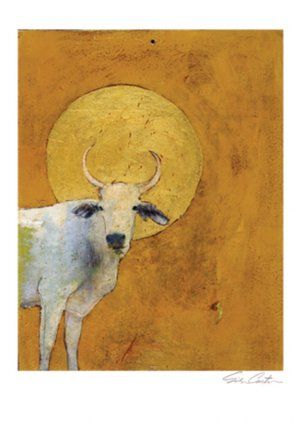 NOTE-CARD SHOP — ERIKA CARTER Indian Cow Painting, Taurus Bull Art, Taurus Bull Tattoo, Taurus Painting, Taurus Illustration, Indian Cow, Sacred Cow, Bull Painting, Bull Art