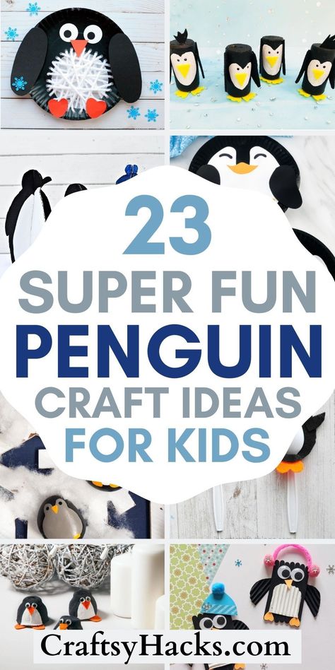 If you and your kids are looking for more cute craft ideas to make your day more fun you will love creating any of these penguin crafts. These super fun crafts for kids are a great way to stay busy on a chilly winter day. #KidsCrafts #DIY Kids Penguin Crafts, Simple Penguin Craft, Penguin Bottle Craft, Penguin Classroom Theme Decor, Penguin Crafts For Toddlers Easy, Penguin Painting For Kids, Easy Penguin Crafts For Kids, Penguin Christmas Decorations Diy, Penguin Kids Craft